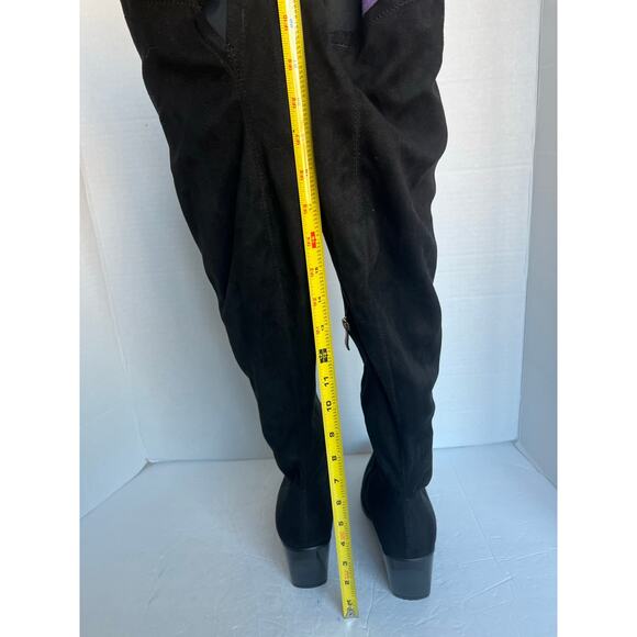NWOT DREAM PAIRS Black Vegan Suede Thigh High Over the Knee Chunky Heel Boot 8.5 - Picture 4 of 9